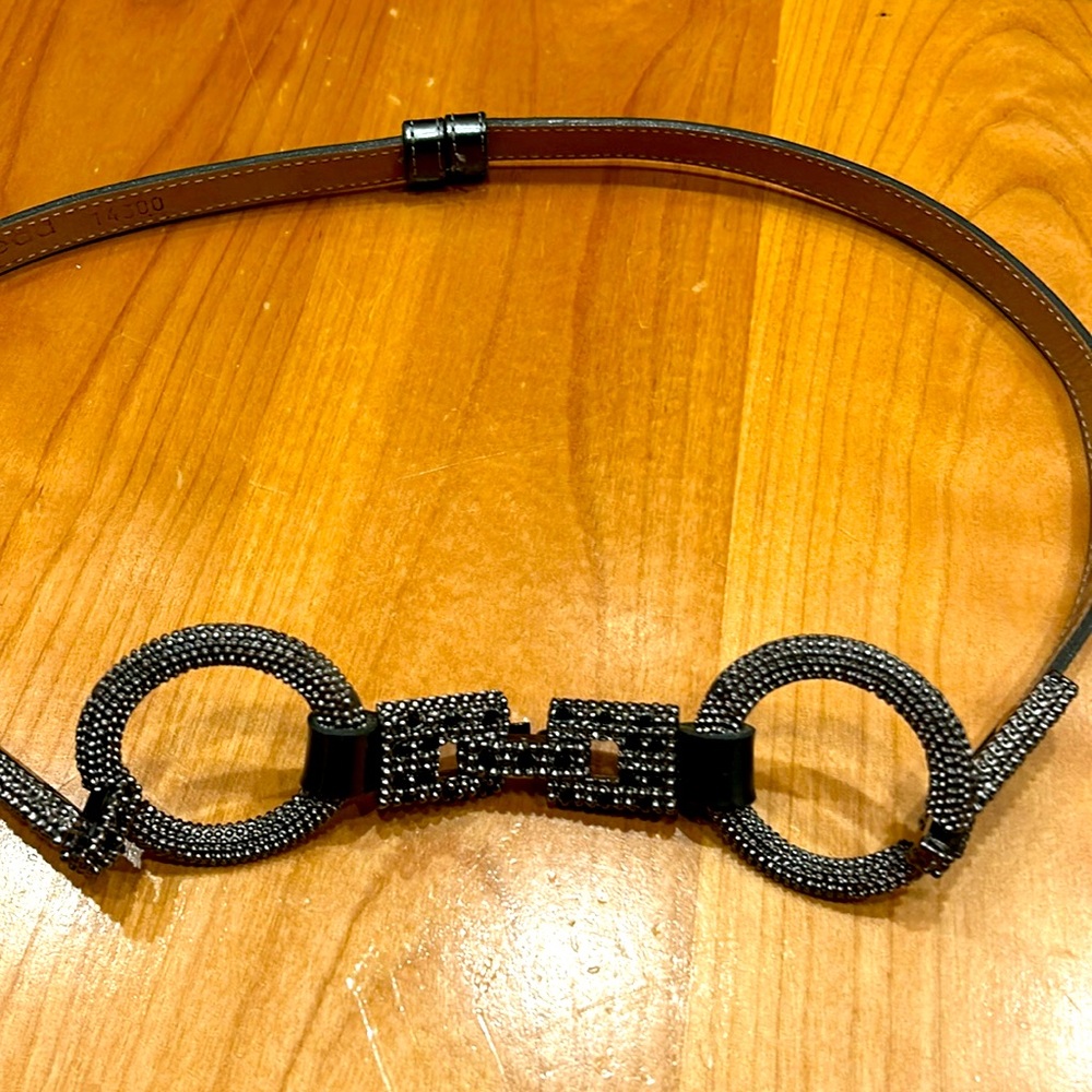 Silver front fasten embellished belt